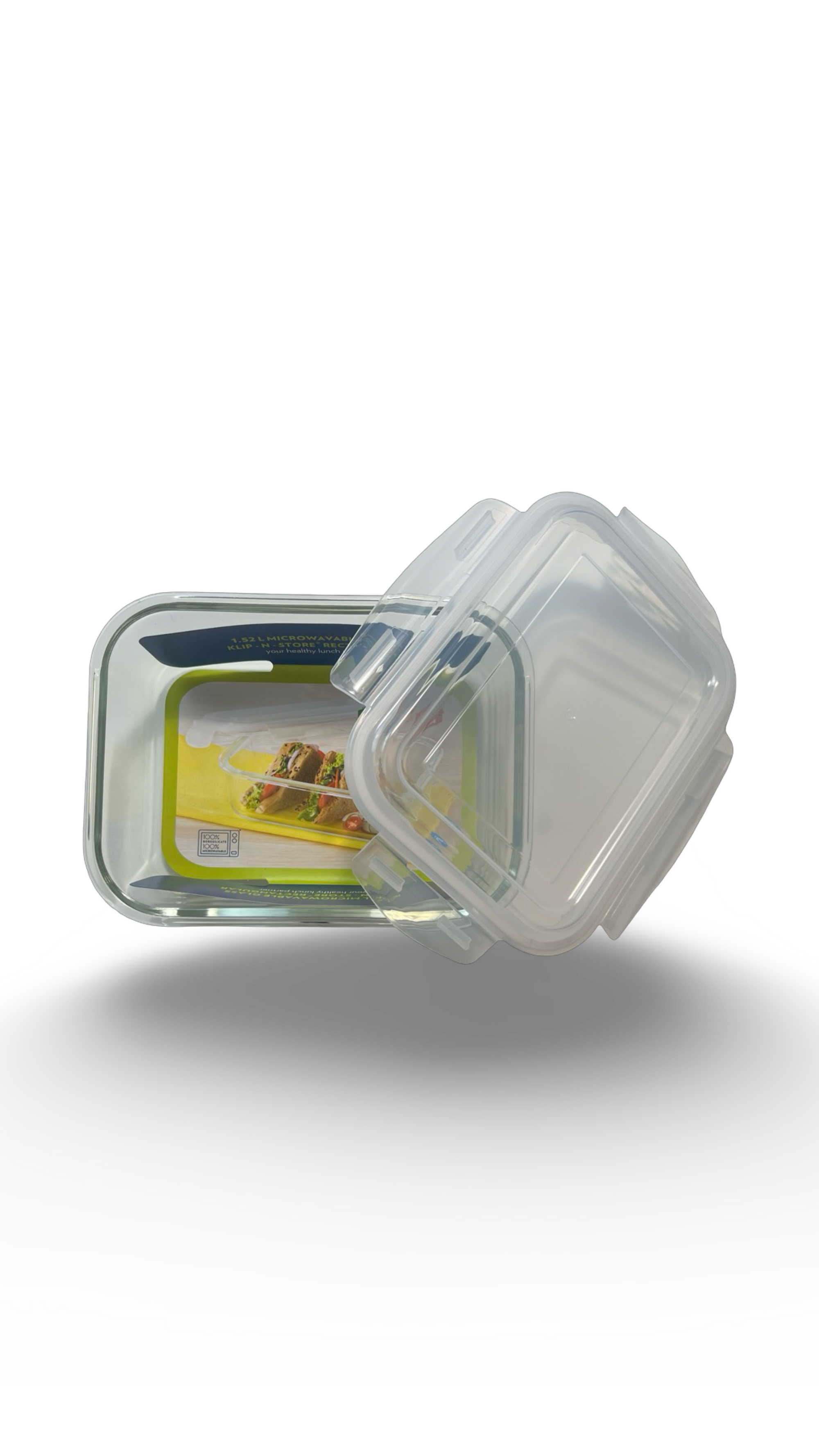 Caserolă patrată termorezistentă din sticlă cu capac de plastic 1.52L