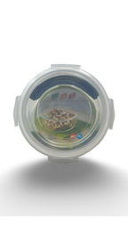 Caserolă rotundă termorezistentă din sticlă cu capac de plastic 950ml