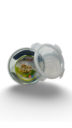 Caserolă rotundă termorezistentă din sticlă cu capac de plastic 950ml