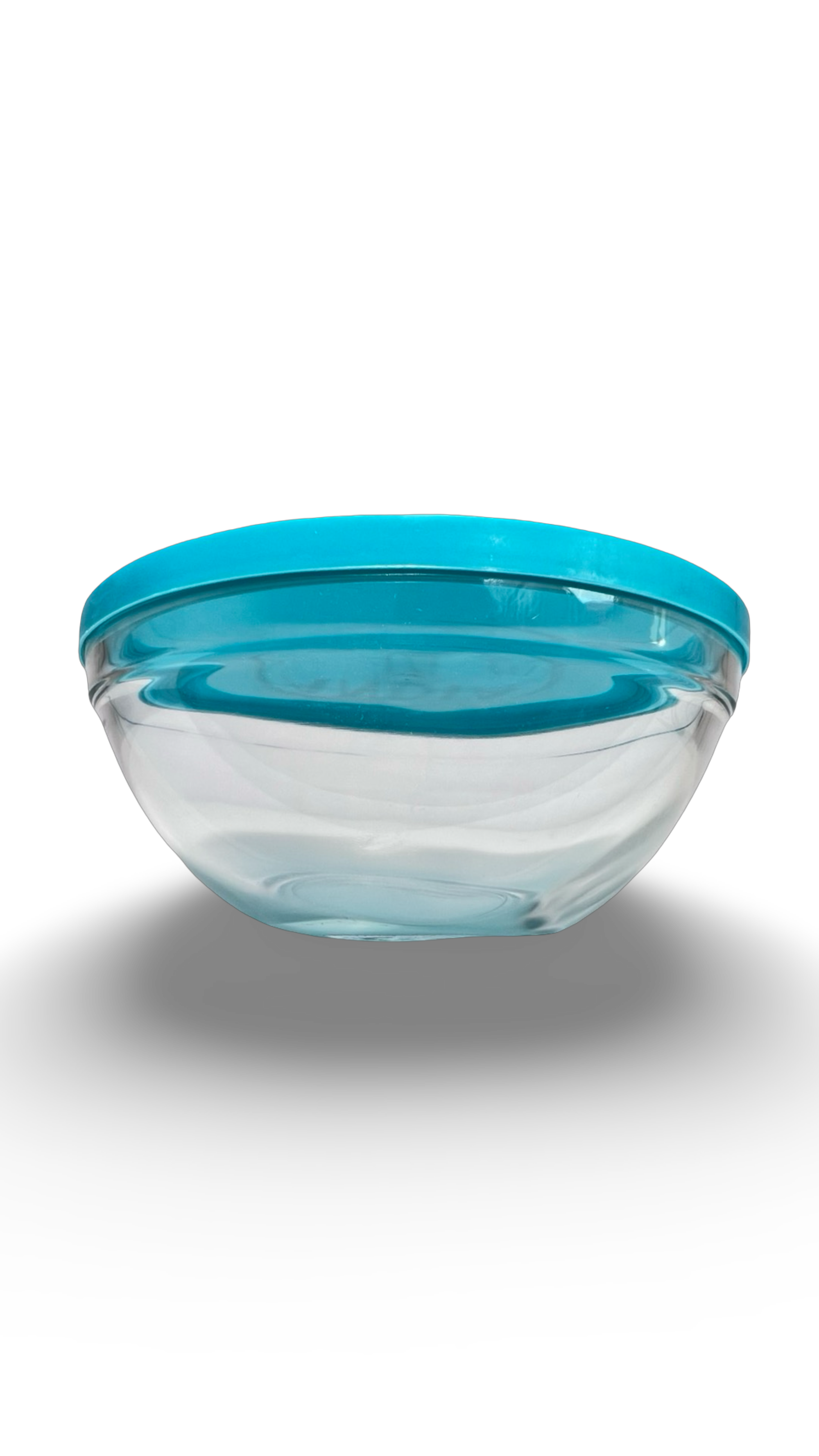 Vas rotund din sticlă termorezistentă cu capac de plastic albastru 2L