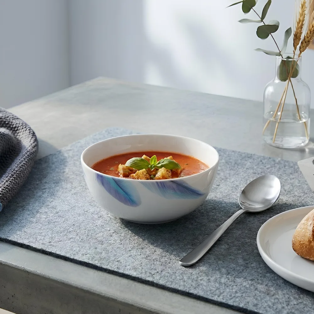 Bol din opal 19 cm Veselo Ayhan cu motive albastre mediteraneene