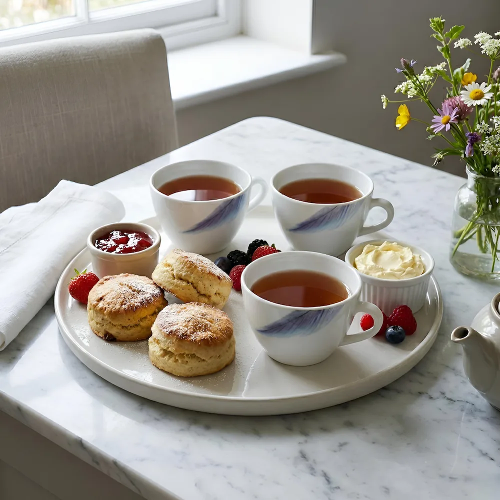 Ceașcă din opal 22 cl Veselo Ayhan cu motive albastre elegante