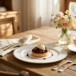 Farfurie desert 19 cm porțelan Veselo Henrik cu foiță de aur 24k