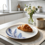 Farfurie mare întinsă 26.5 cm opal Veselo Ayhan cu motive albastre