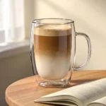 Cană Latte și Frappe din sticlă cu perete dublu termoizolant Veselo Aero