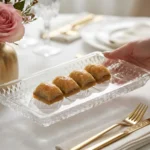 Platou de servire din sticlă groasă transparentă brand Veselo