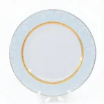 Farfurie mică întinsă 23 cm Homayoon, motive albastre și aur 24k