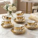 Aranjament masă festivă cu setul de cafea Royal Gold Veselo