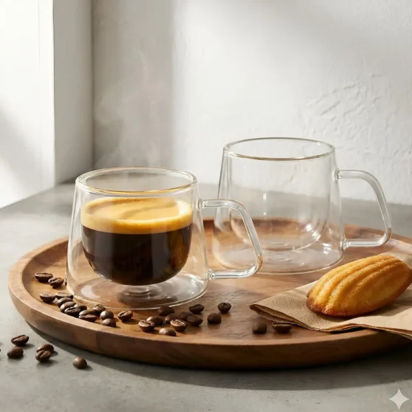 Cană espresso din sticlă cu perete dublu termoizolant Veselo Aero