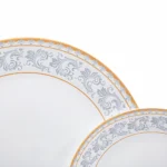 Serviciu de masă din opal Veselo Lisa pentru 6 persoane, 18 piese, detalii aurii