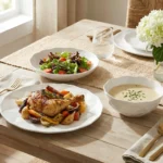 Serviciu de masă din opal alb Veselo Hexa pentru 12 persoane, 36 piese, design minimalist